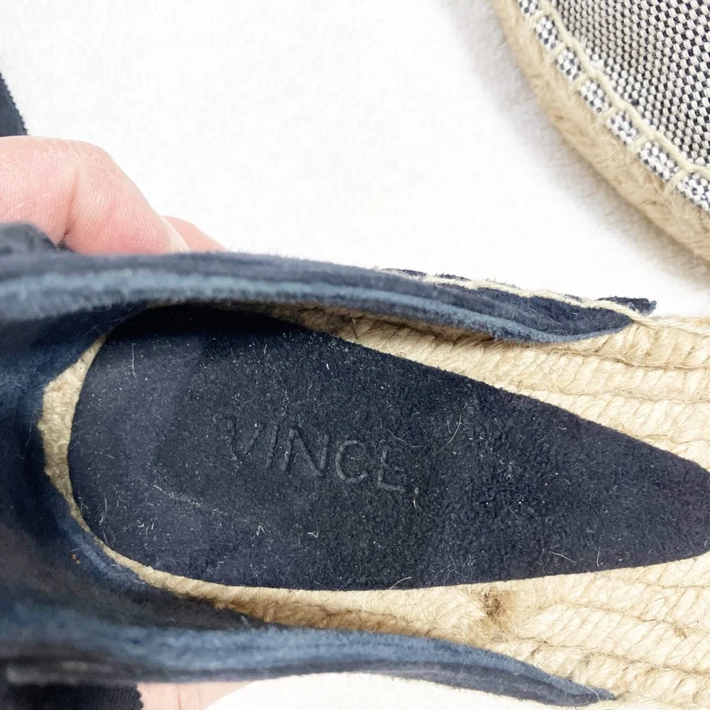 🔥Vince navy suede and canvas ankle tie up espadrilles. Sz7 NEW